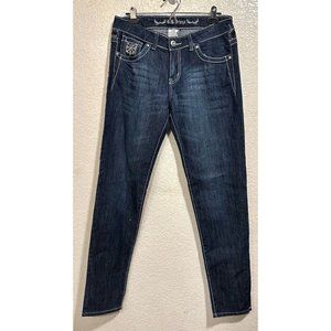 B.B. Jeans Denim Dark Wash Y2K Straight Leg Embellished Pants
